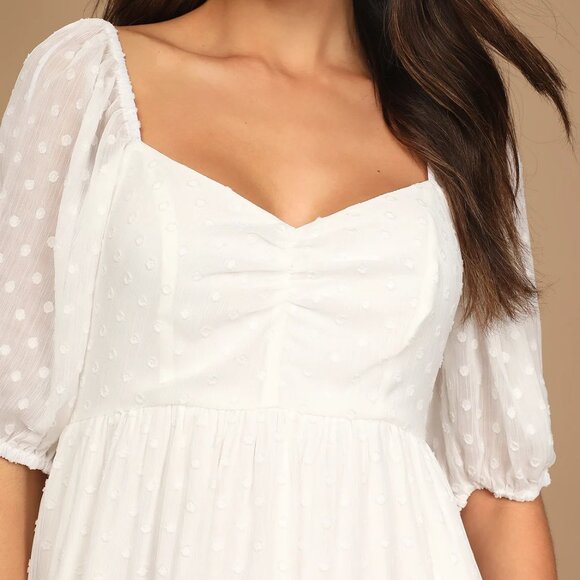 NWT Lulus White Swiss Dot Maxi Dress Size Large - Picture 2 of 14